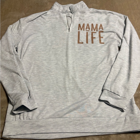 Tops - Gray 'Mama Life' Quarter-Zip Pullover